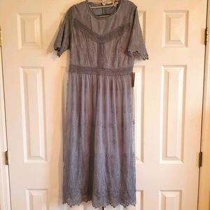 Neesee's Dresses Marbella Gray Blue Large Midi nwt